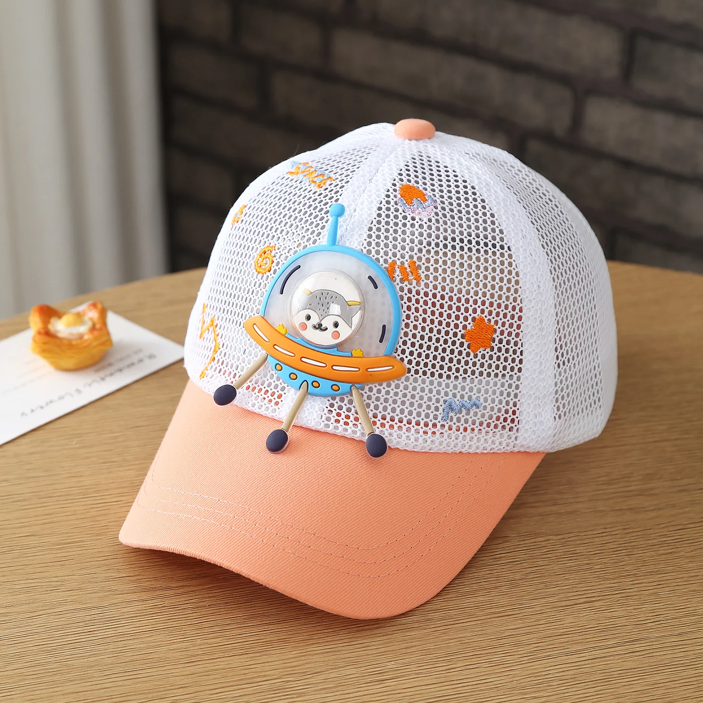 Children's Spring/Summer Space Ship Design Breathable Full Net Silk Brimless Outdoor Versatile Mosquito Repellent Baseball Cap view 5