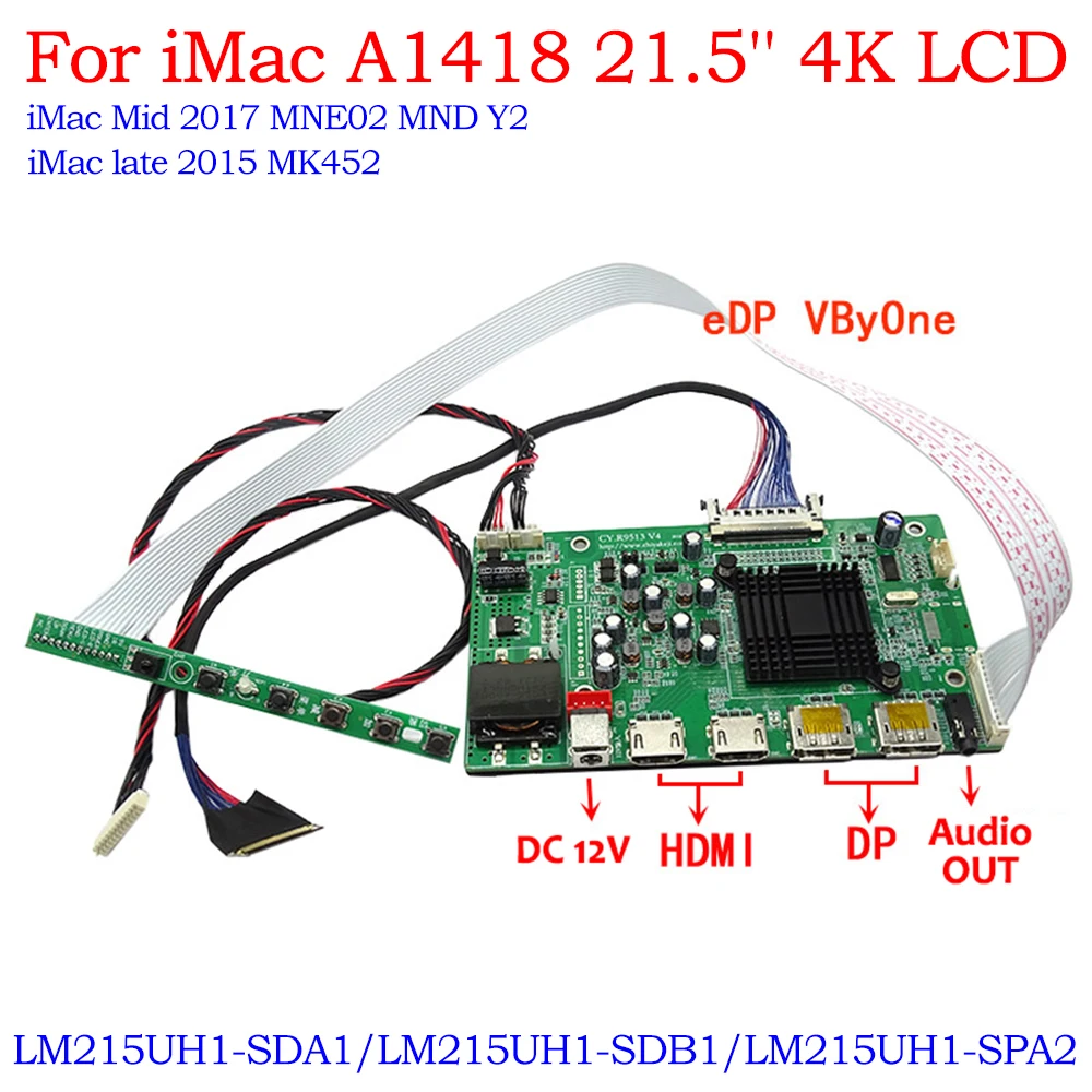 For iMac A1418 21.5'' 4K LM215UH1 Control Drive Board SDA1/SDB1/SPA2 4096*2304 Mid 2017 MNE02 MNDY2 2015 MK45 LCD Screen Display