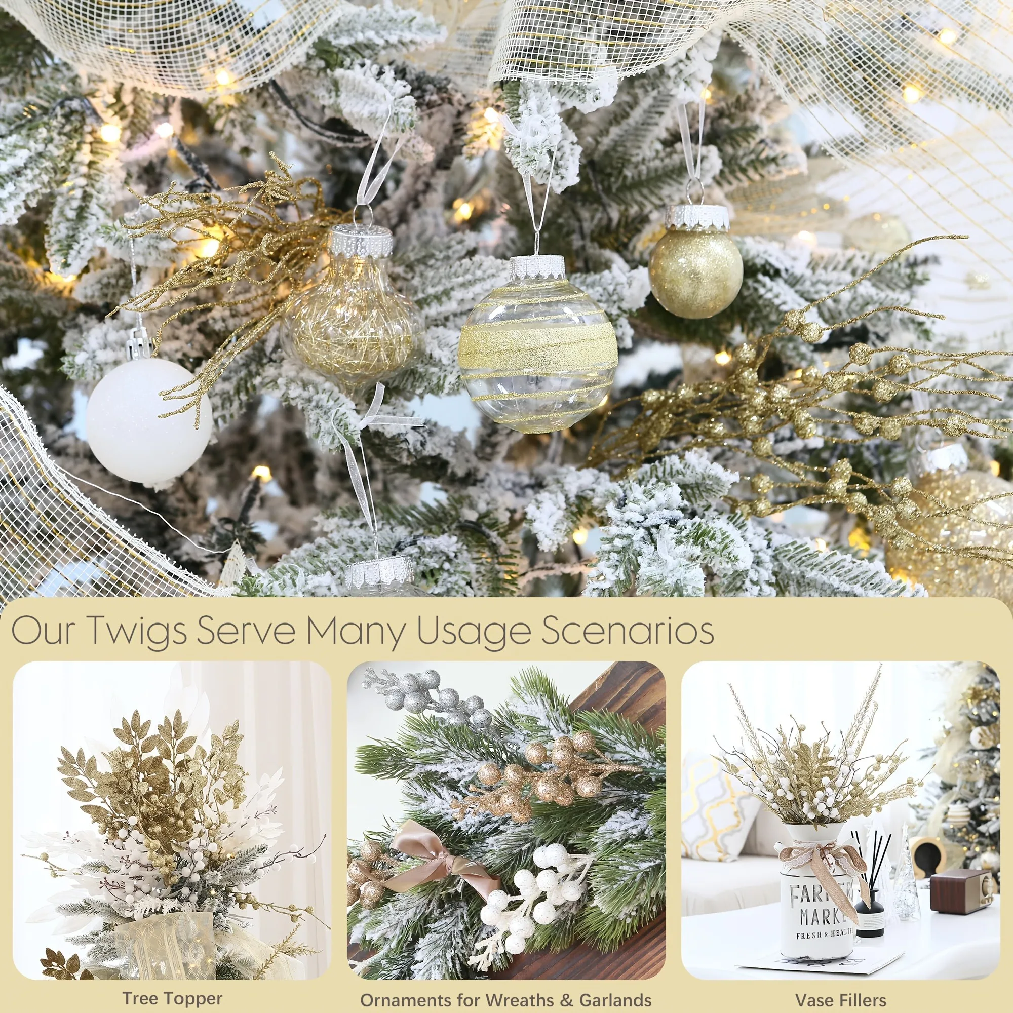8 Stück künstliche Beerenblumenstrauß Weihnachtsdekoration Weihnachtsbaumschmuck für Heimdekoration Partyzubehör Neujahrszubehör – Detail 3