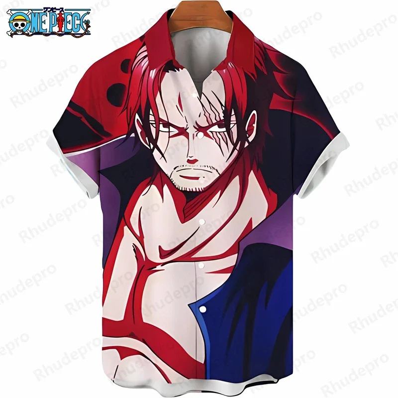 2026 Hot Men's One Piece Hawaiian Shirt Tropical Print Short Sleeve Loose Casual Anime Kids Clothes Beach Holiday Tops