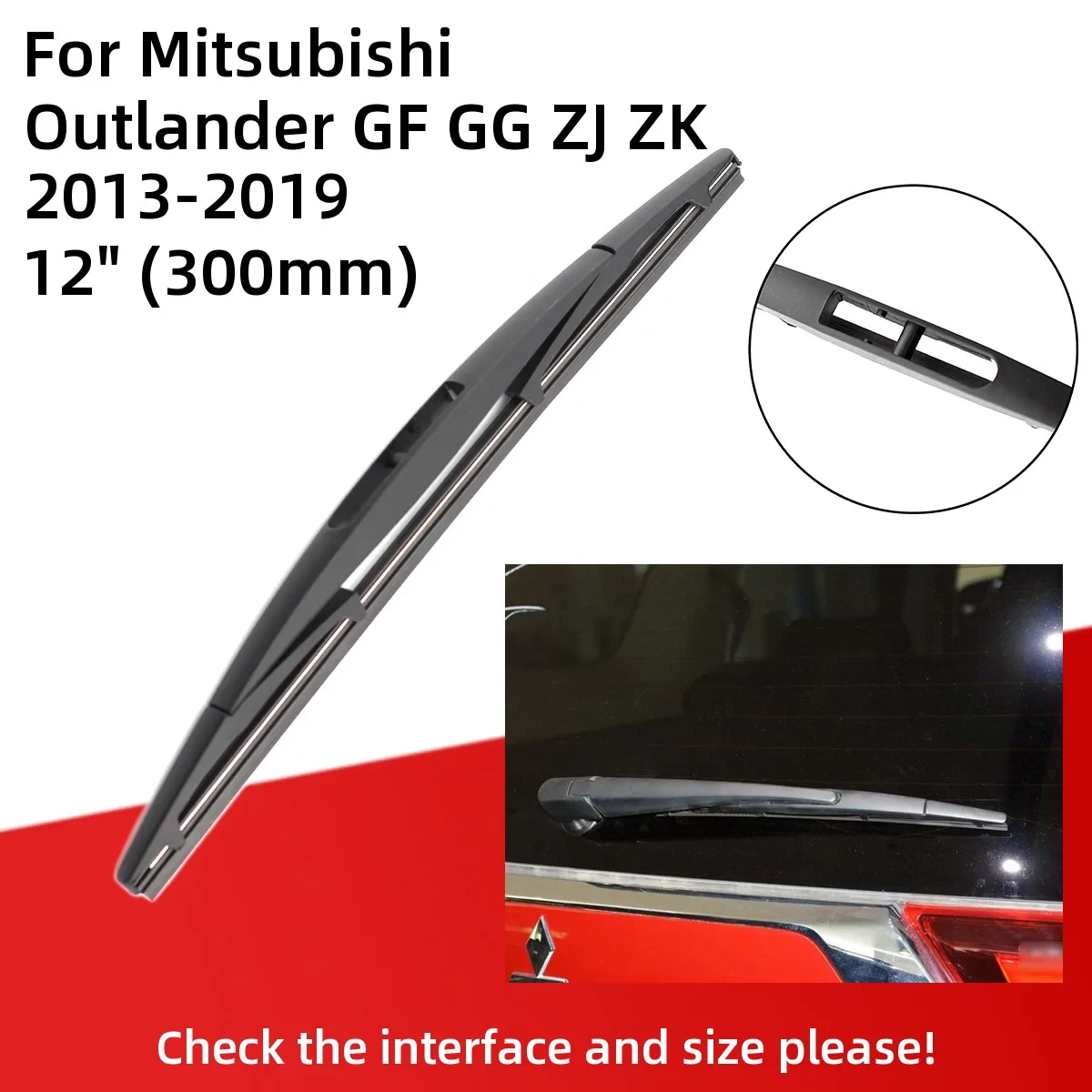 For Mitsubishi Outlander GF GG ZJ ZK 2013-2019 Front Rear Wiper Blades Brushes Cutter Accessories J Hook 2014 2015 2016 2017