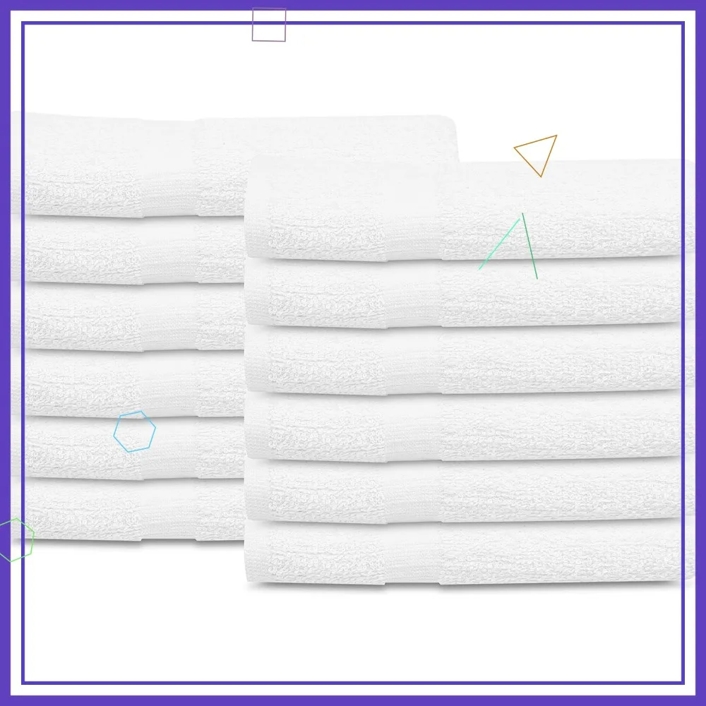 

12 Pcs White Cotton Blend Terry Bath Towels, 20x40 Inches, Lightweight Fast Drying for Salon Gym