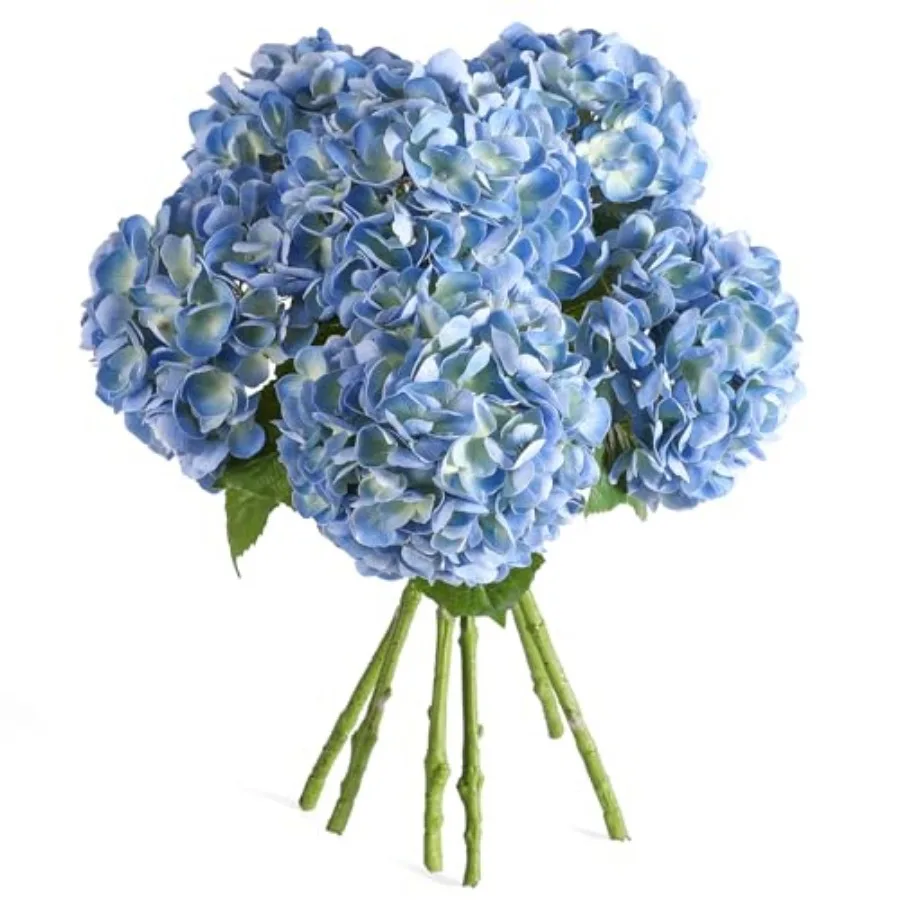 6PCS 22 inch Hydrangea Artificial Flowers Real Touch Faux Hydrangea Flowers with Home Office Decor or Wedding Arrange Holiday a