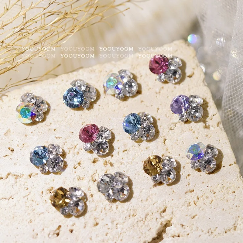 

10Pcs Shiny Crystal 3D Nail Art Rhinestone Decorations Flatback Glass Diamond Nails Charms Jewelry Design Manicure Accessories