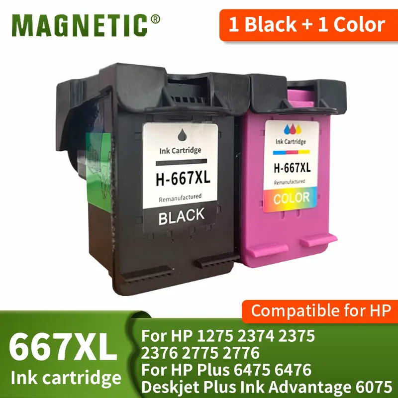 Compatible Ink Cartridge Replace For HP 667 667XL for HP667 DeskJet Ink Advantage 2874 1275 2374 2375 2376 2775 2776 Printer