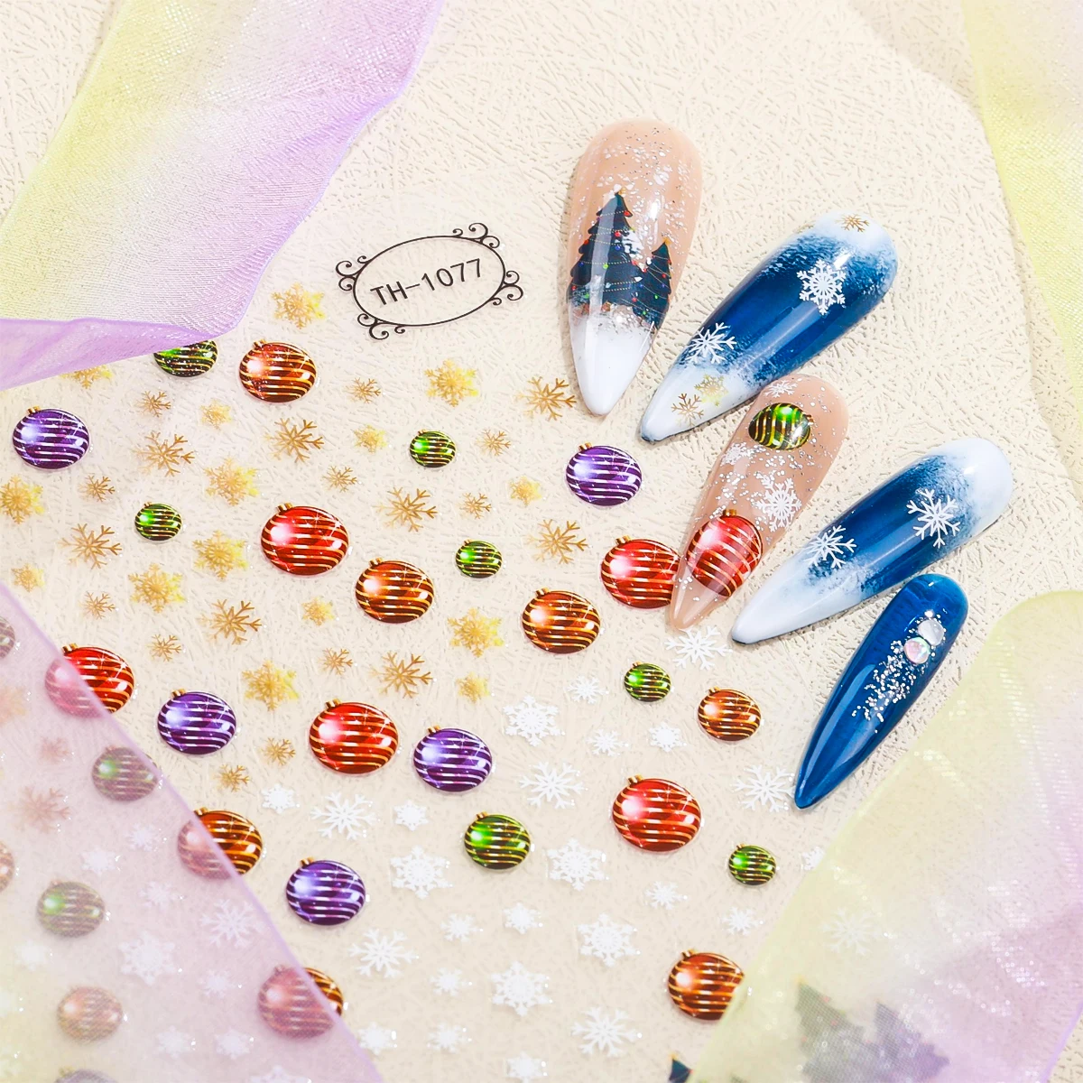 2 pçs natal arte do prego adesivo 3d floco de neve boneco de neve elk bola colorida auto-adesivo decalques de unhas para diy manicure decoração