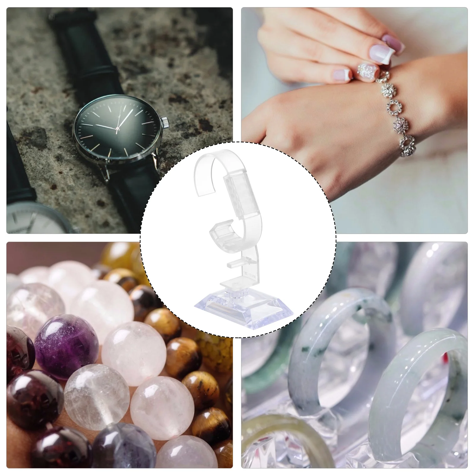 10 قطعة من البلاستيك القابل للتعديل عرض موقف C حلقة حامل الرف المنظم للمجوهرات أساور ساعة عرض موقف