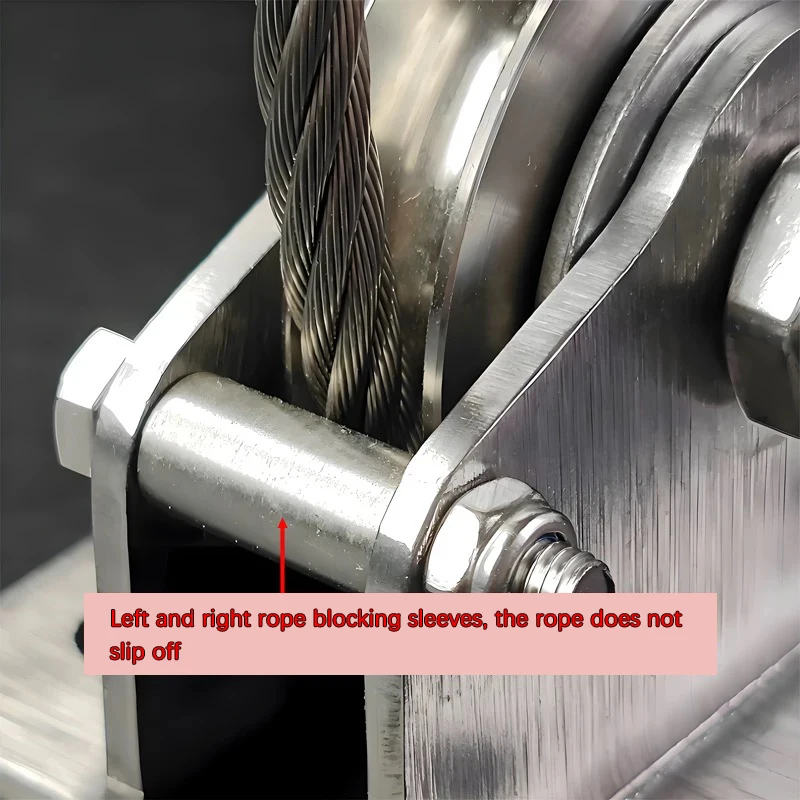 304 Stainless Steel Lifting Hand Winch Fixed Pulley Multi-Directional Output Wire Nylon Rope U-Shaped Load-Bearing Door Wheel