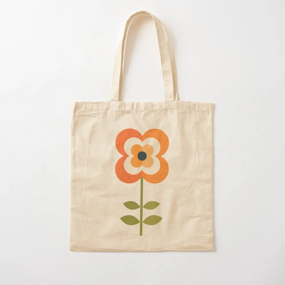 

Retro Flower - Orange and Charcoal Tote Bag Women's shopper Big bag Canvas Tote Bag