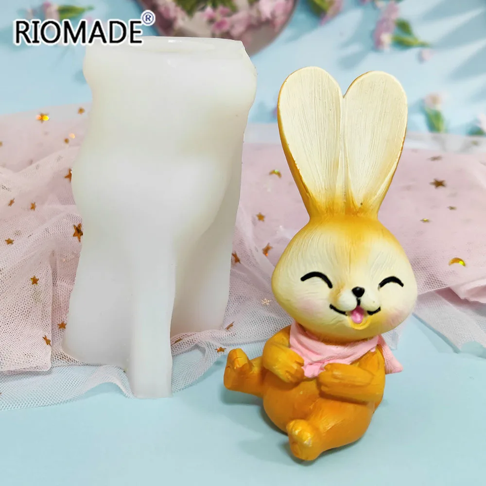 3D Cute Rabbit Silicone Mold Bunny Cake Decorating Tools Easter Animal Candle Epoxy Resin Mould DIY Crafts Plaster Cement