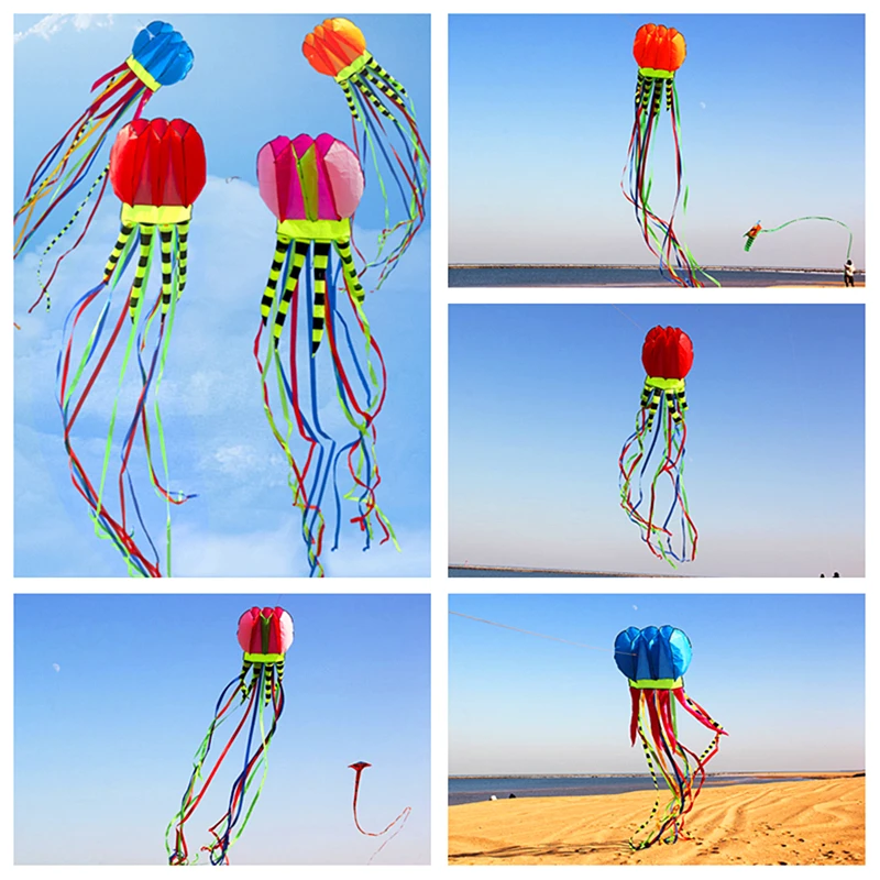 

free shipping 8m jellyfish kites flying for adults kites line nylon kites factory windsurfing street toys dragon kite fish kite