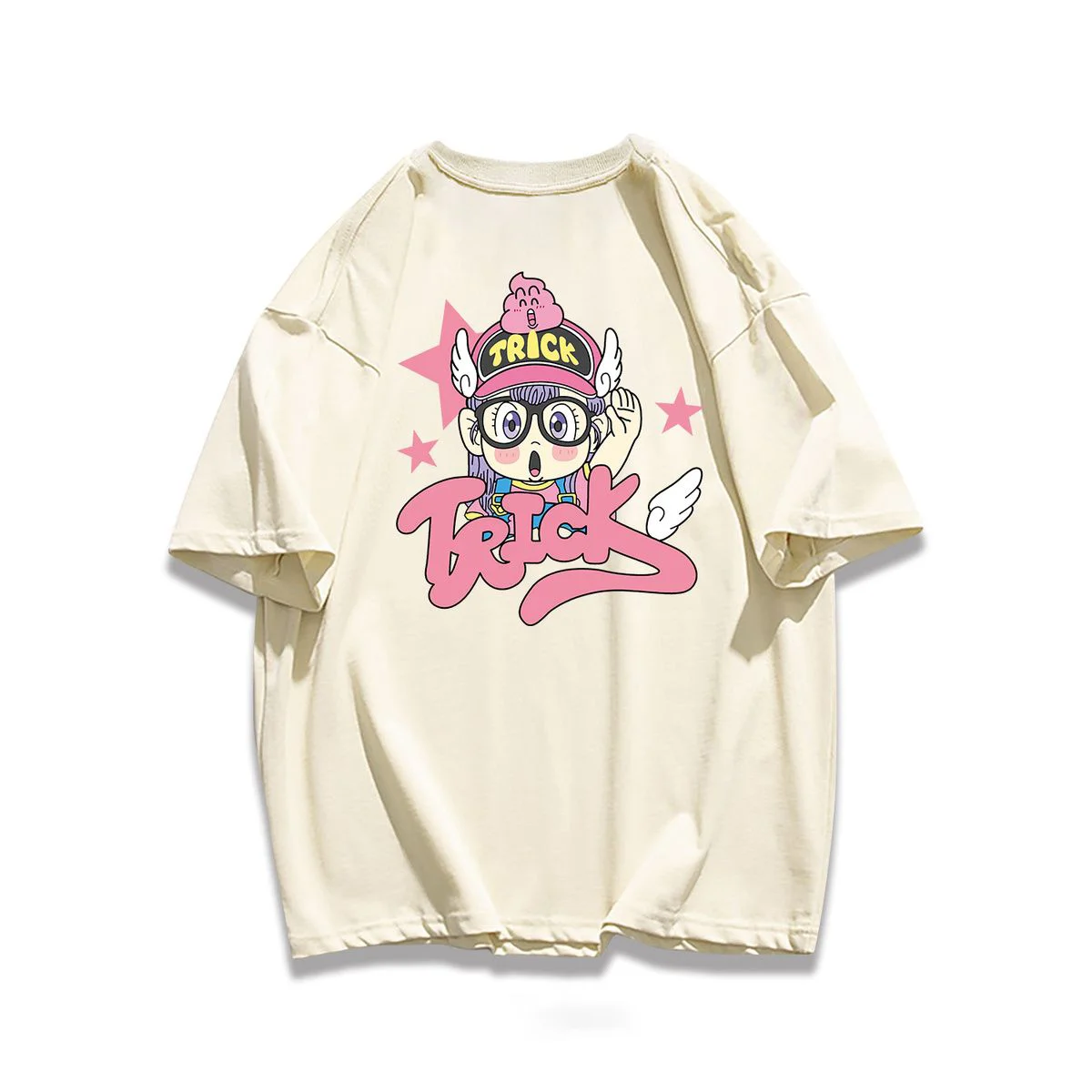 2024 New 100% Cotton Cartoon Arale Print Fresh Short Sleeve T-Shirt Women\'s Summer Korean Version Sweet Loose Top Clothing