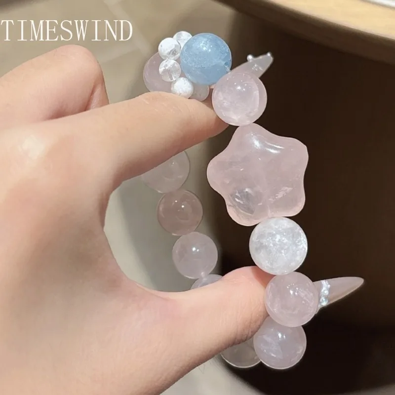 

TIMESWIND натуральный оригинальный кристалл синий белый розовый звезда круглая бисер женский ювелирный браслет с сертификатом