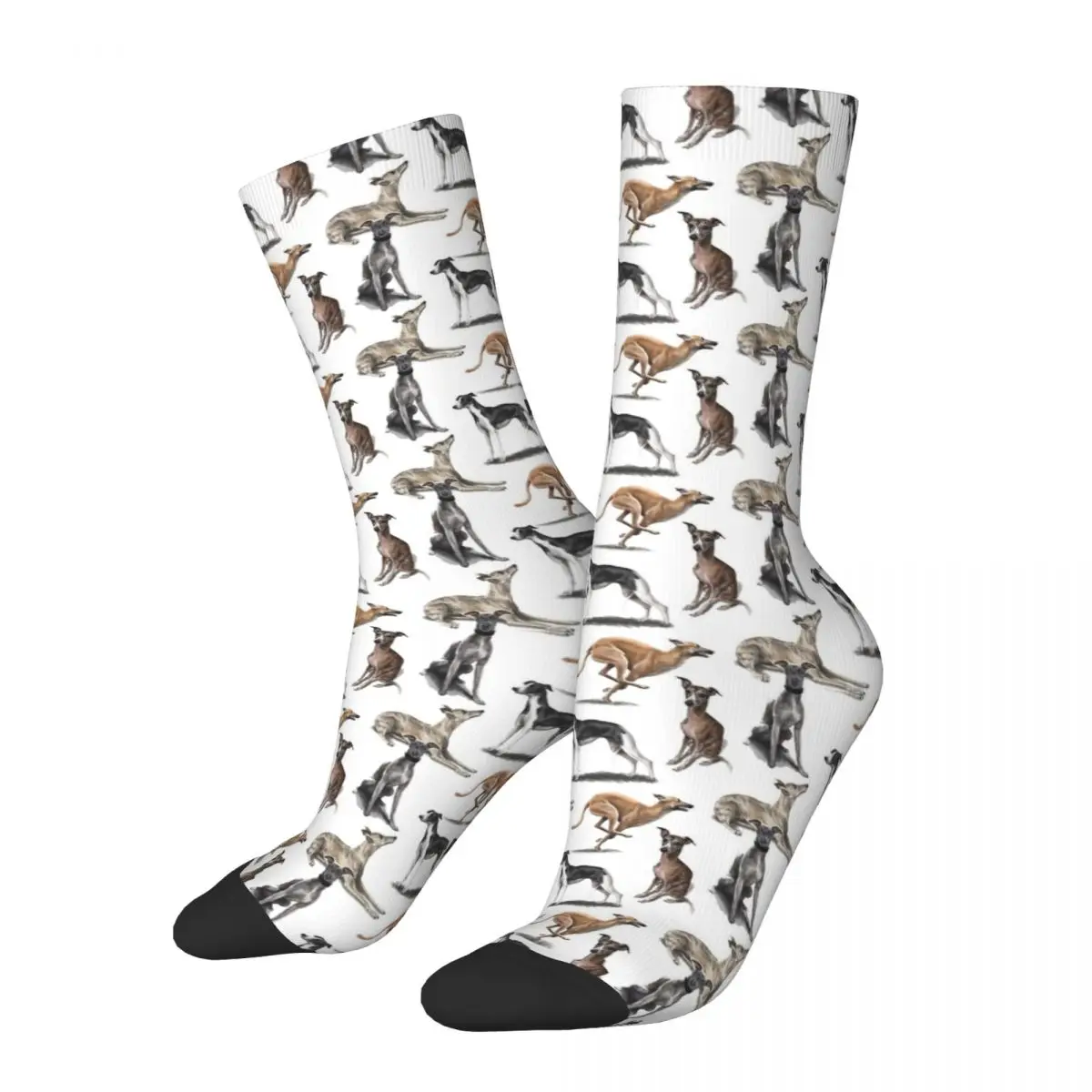 Autumn Winter Cool Men's Women's The Whippet Socks Greyhound Sighthound Dog Sweat Absorbing Basketball Socks