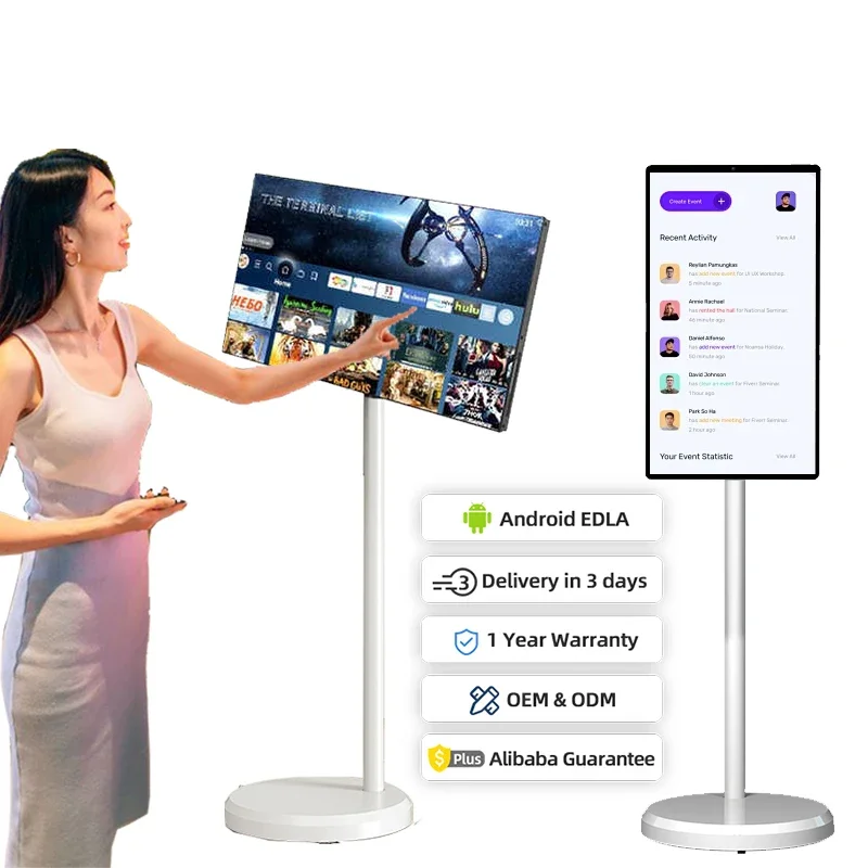 

2024 New Portable Tv Televisions 21.5 Inch Lcd Advertising Screen Display Portable Tv On Wheels Electronics Smart Tvs With Stand