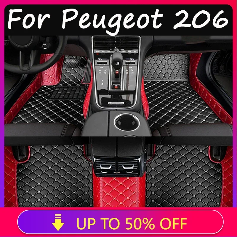 Car Floor Mats For Peugeot 206 206+ 1998~2013 Carpets Rugs Luxury Leather Mat Interior Parts Car Accessories 1999 2000 2001 2002