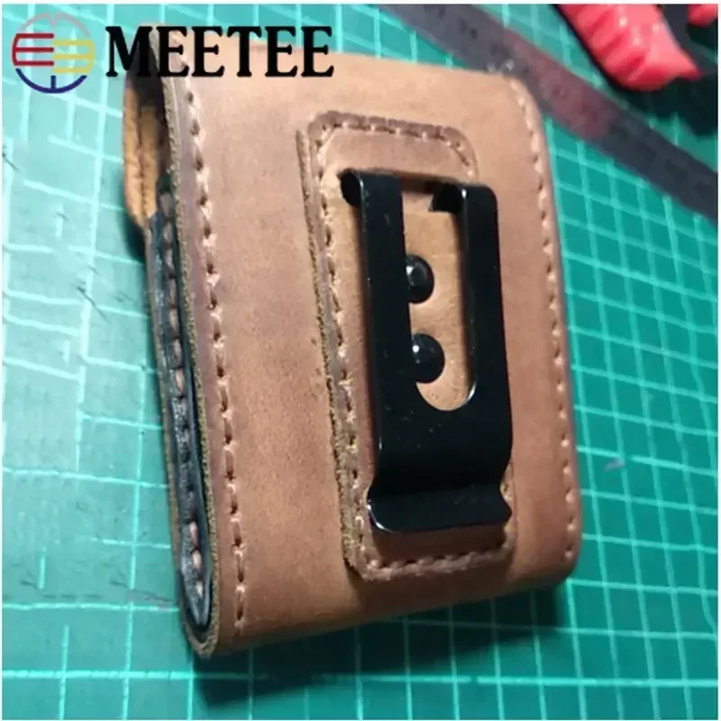 2/5Pcs Meetee Metal Belt Clips Buckle Double Holes Sheath Spring Clip Hooks for Pockets Wallet Band Loop Clasp Accessories