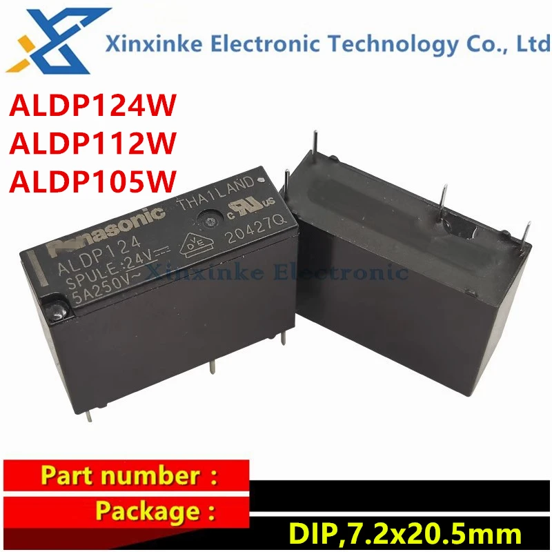 5PCS ALDP124W ALDP112W ALDP105W 5V 12V 24V Miniature Relay 5A 250V Power Relay SIP 12VDC 5VDC 7.2x20.5mm Brand New Original