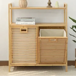 Simple and Modern Multi-Functional Bamboo Art Storage Cabinet Bedroom Bathroom Laundry Organizer Dirty Clothes Storage Basket