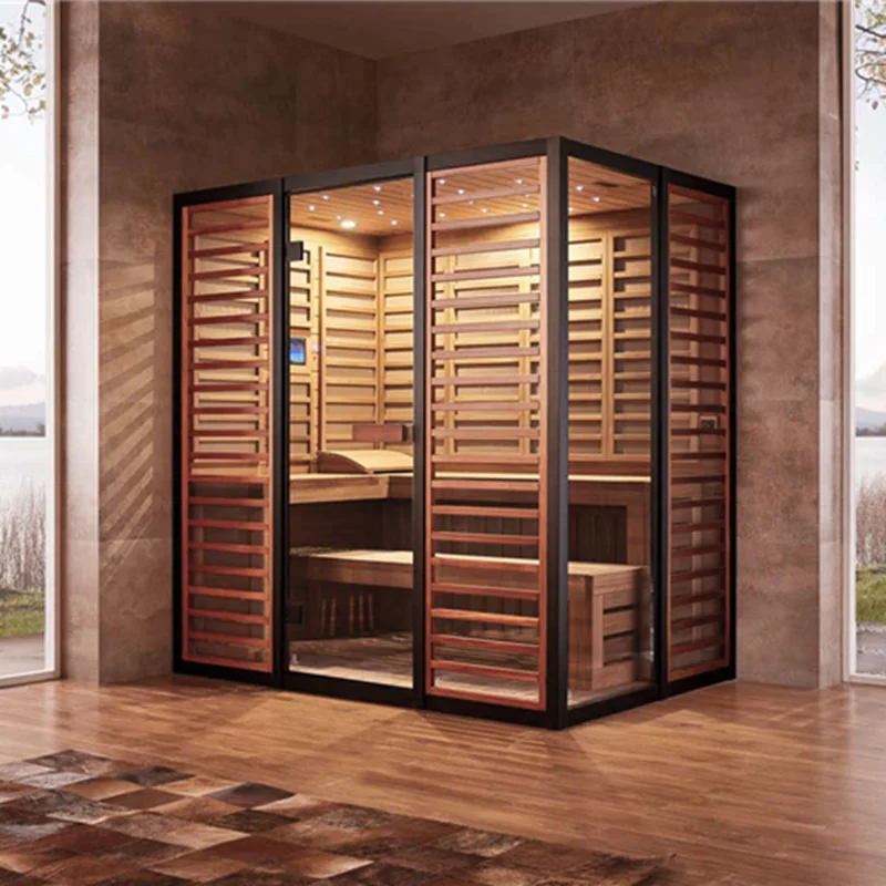 Sala de vapor de grafeno infravermelho distante sala de sauna única família inteligente villa de luxo ao ar livre caixa de vapor de suor preto