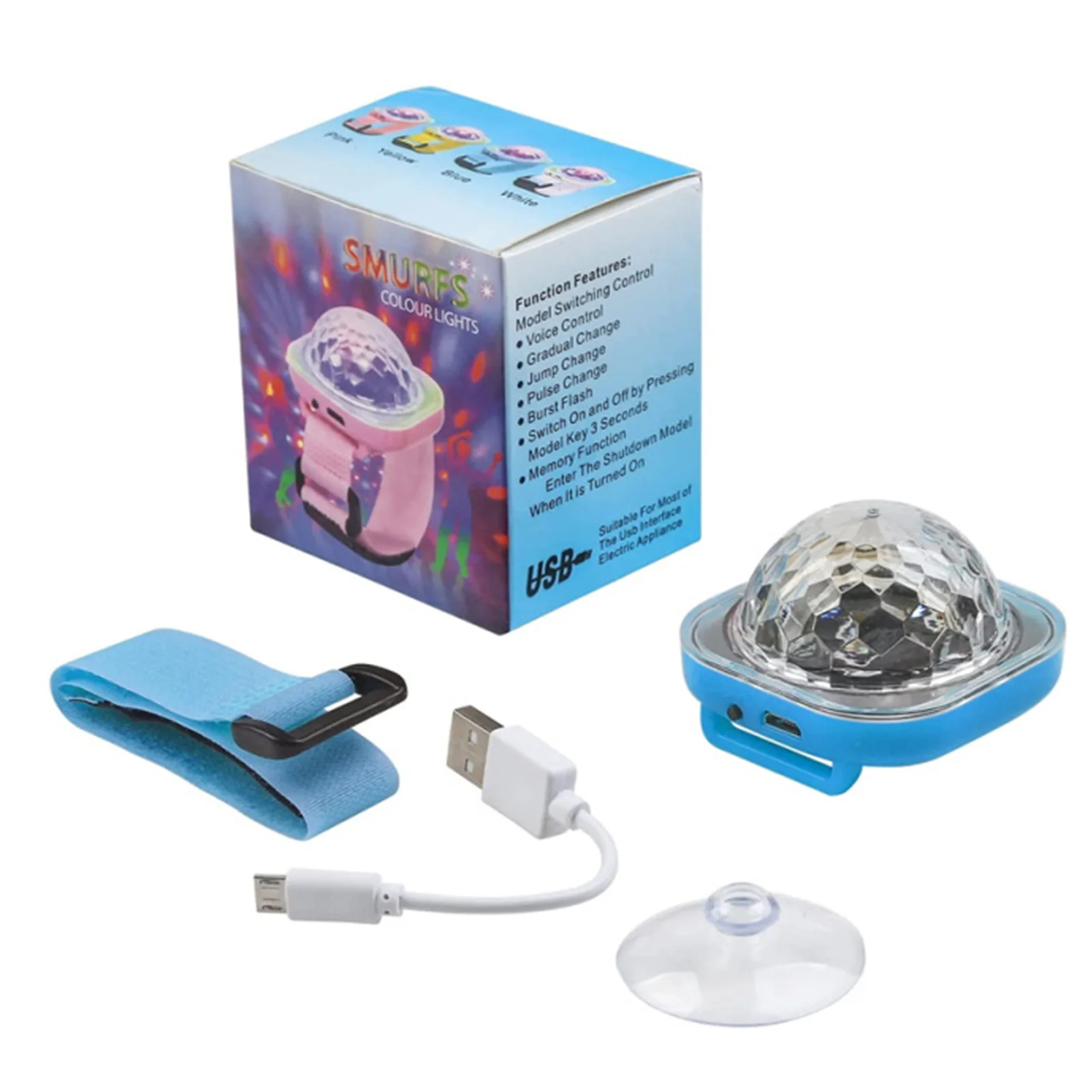 

USB LED Stage Light Rechargeable 400mAh Wrist Strap Magic Ball Light Sound Control Kids Atmosphere Lighting for Dance Party
