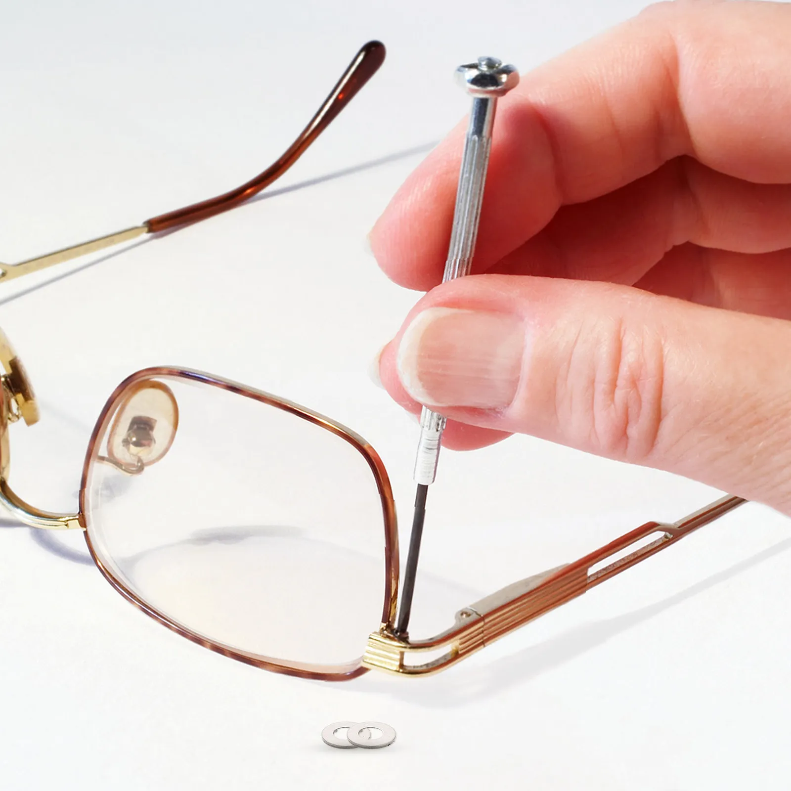 200Pcs Metal Eyeglass Washers Flat Round Gaskets for Rimless Frames Eyewear Repair Replacement Parts Optical Hardware