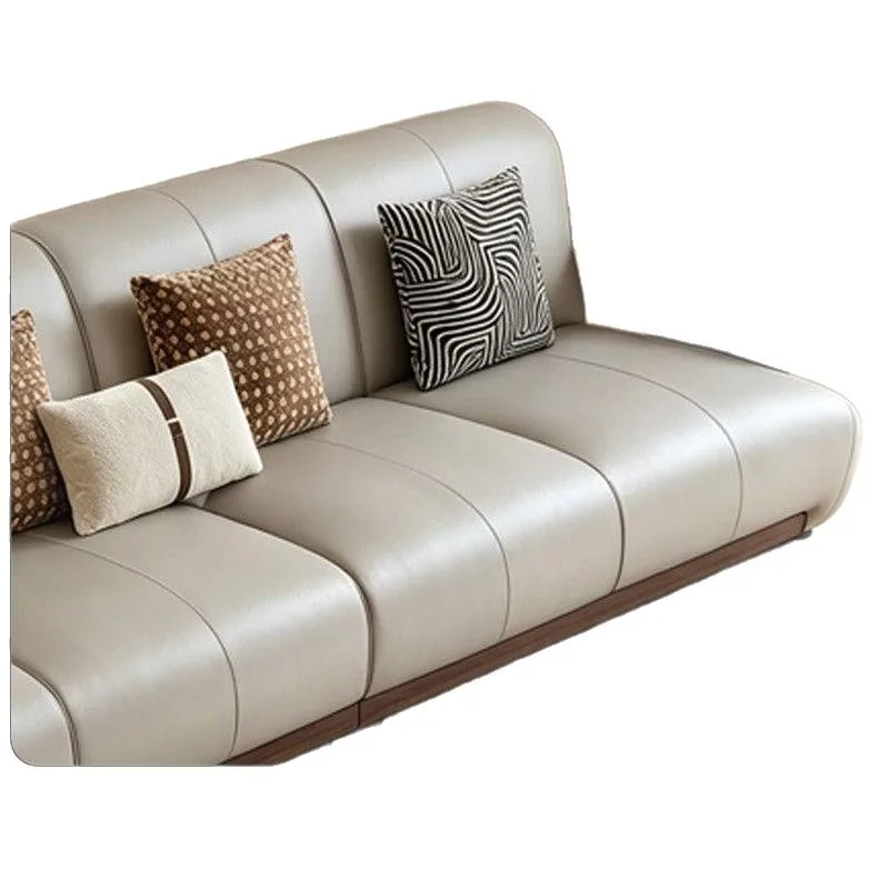 Small apartment combination straight row modern simple new Chinese leather sofa