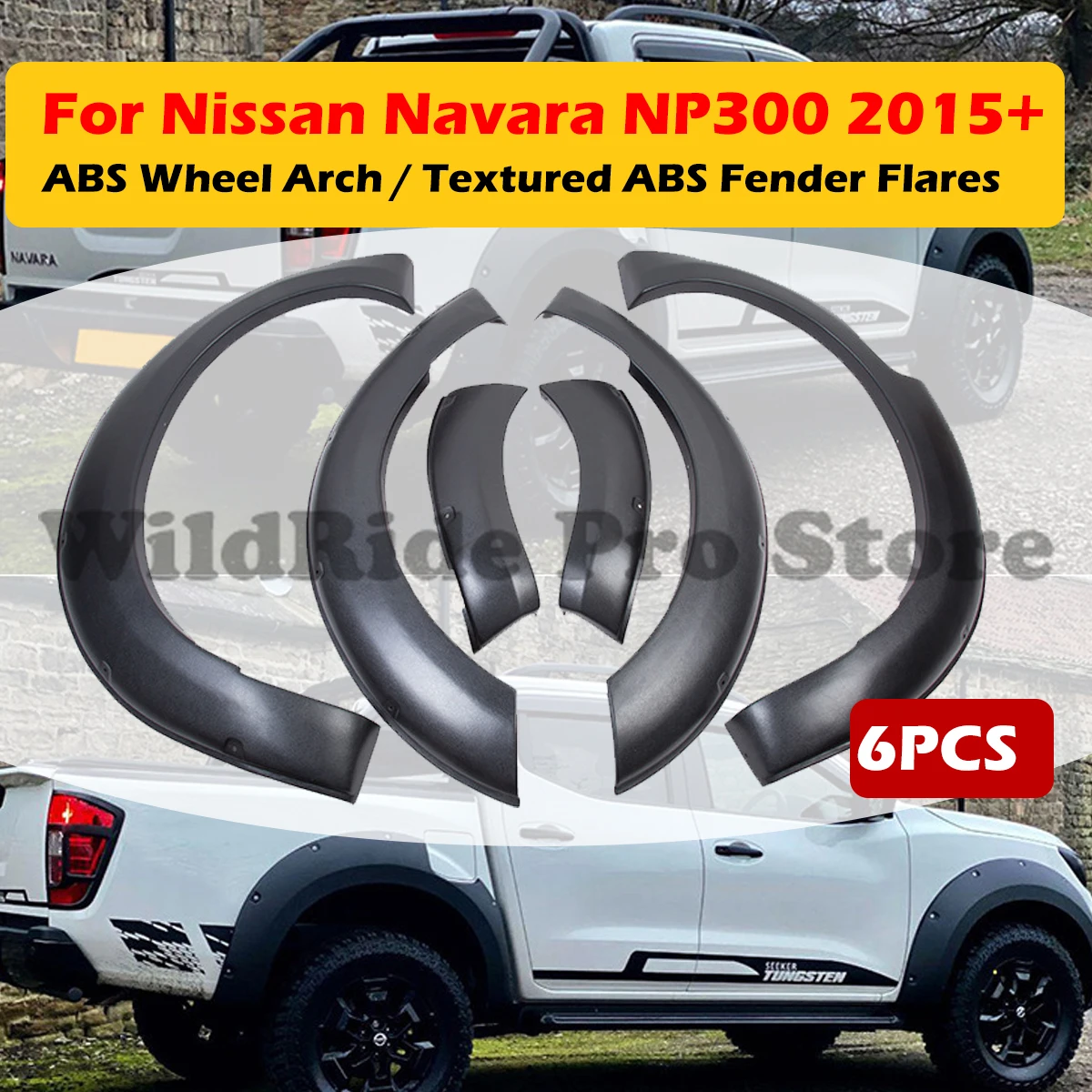 

Premium Heavy-Duty ABS Fender Flares for Nissan Navara NP300 2015+ Wider Textured Wheel Arch Extensions with Decorative Screws