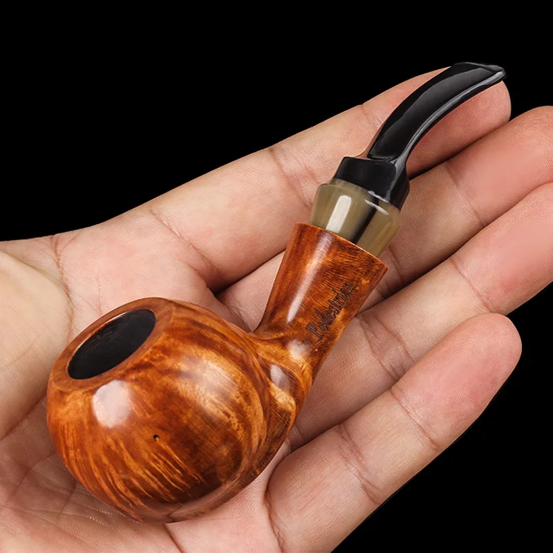 High Quality Tobacco Wood Smoking Pipe Briar Hand-made Pipe Portable Hand Pipe 9MM Activated Carbon Filter Pipe