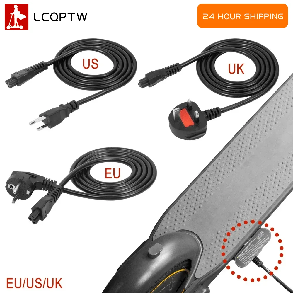 Ladekabel für Segway Ninebot MAX G30 G30D G30LP G2 G65 G3 P65 P100SE P100S Elektroroller, 3-poliges Stromladekabel