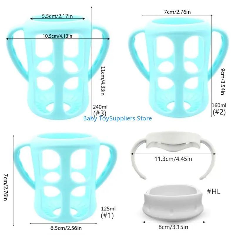 R1WF Baby Milk Bottle مقبض الأكمام 125/160/240 مل يشجع على تنمية قبضة