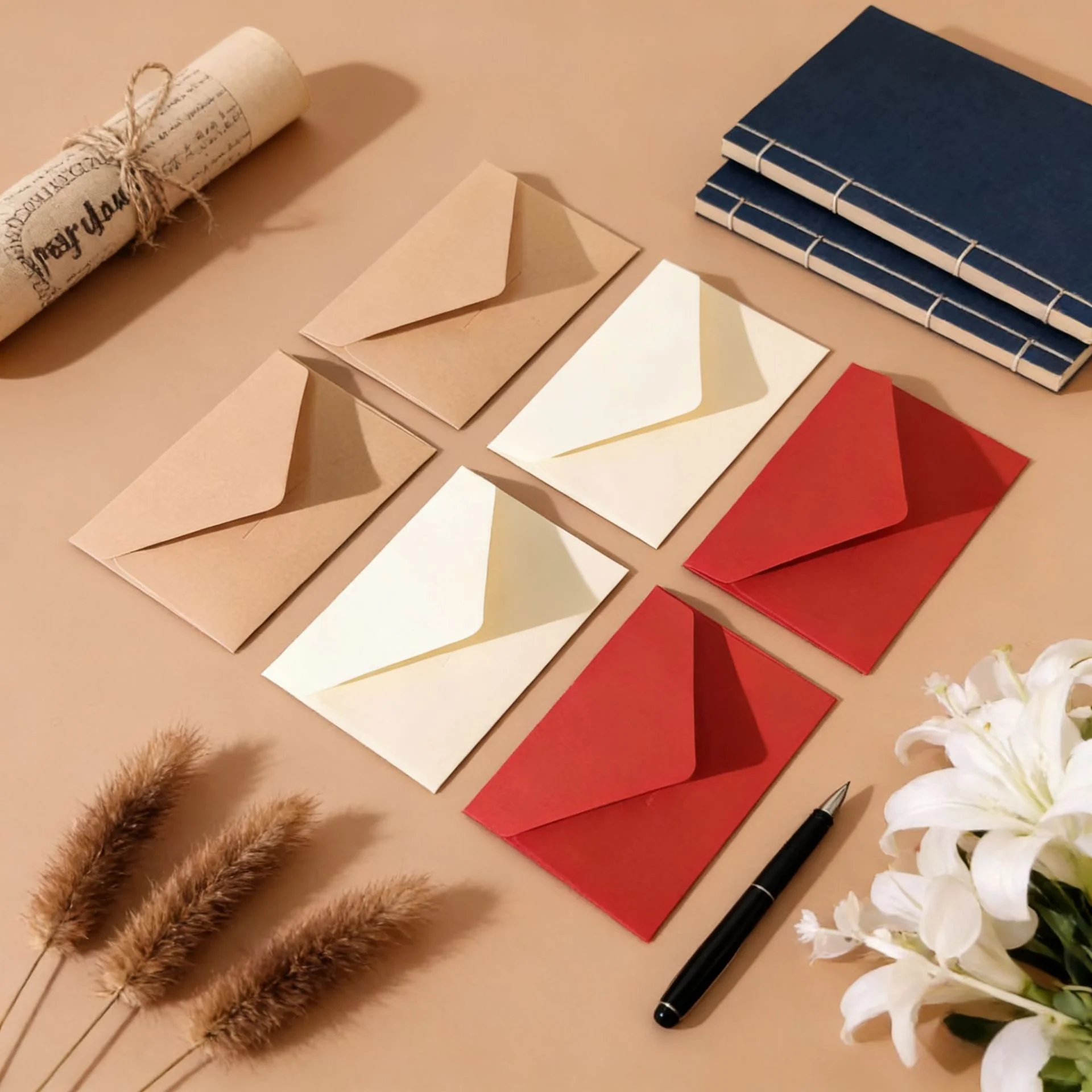 50pcs Vintage Kraft Paper Envelopes Blank Card Sleeves (4.13x2.76 )Inch Credit Card Holder Invoice Receipt Premium Stationery
