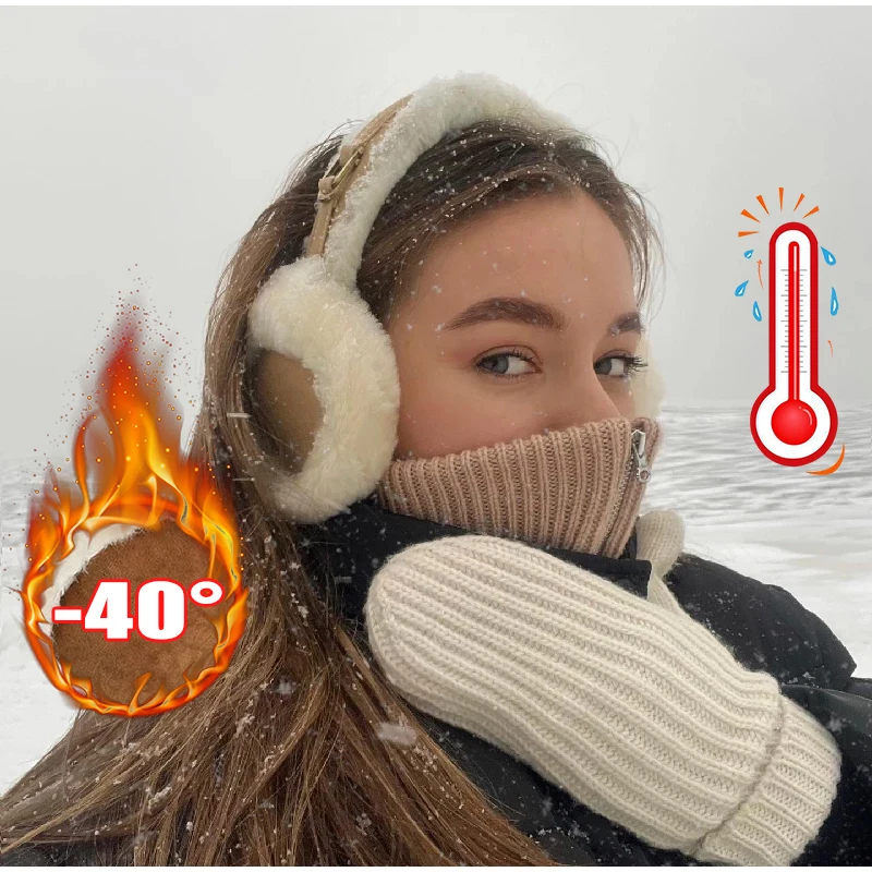 Plush Ear Muffs Warmer Foldable Ear Cover for Women Men Winter Warm Earflaps Outdoor Cold Protection Ear-Muffs Ear Cover Fashion