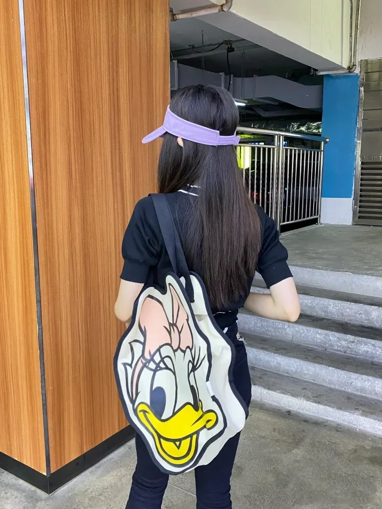 Disney Kawaii Anime Daisy Duck Canvas Cartoon borsa a tracolla per lo Shopping di grande capacità borsa portatile per ragazze di moda regali di