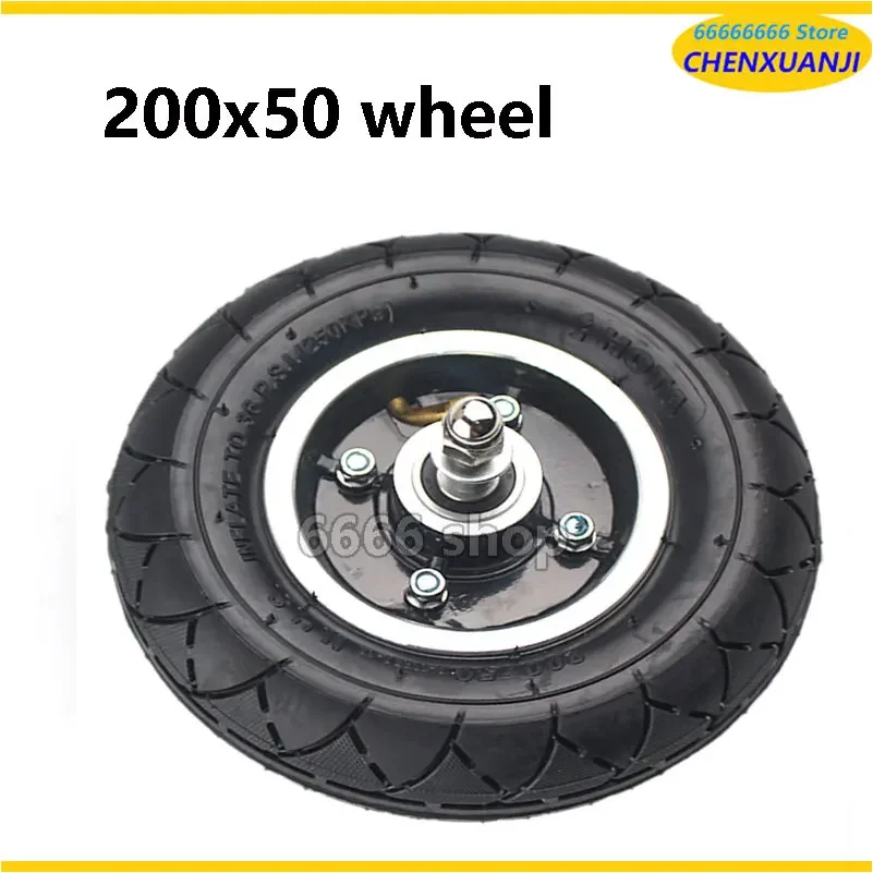 200x50 Wheelchair Wheels Tyre 8x2 Inch Pneumatic Tire with Alloy Wheel Hub Axle for Gas Scooter Electric Scooter Vehicle