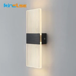 Nordic Indoor LED Wall Lamp Brushed Gold Acrylic Luxury Bedroom Bedside Lamp Background Aisle Corridor Home Decor Sconce Light