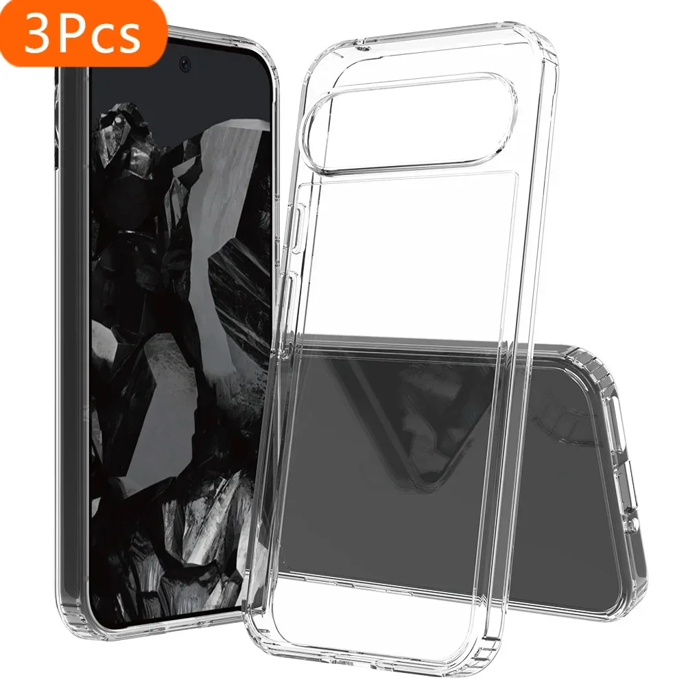 

3 шт., кристально чистый чехол из ТПУ/ПК для Google Pixel 9 Pro XL, противоударный корпус, гибридная сверхпрочная задняя крышка для телефона Pixel 9Pro XL F