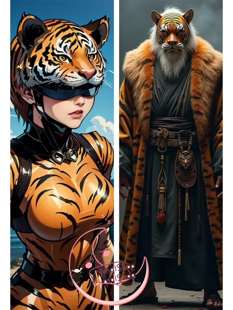 

Dakimakura Cover Unlimited AI Custom Size Double-sided Print Life-size Body Skin-Friendly Fabric kemono tiger body pillow case