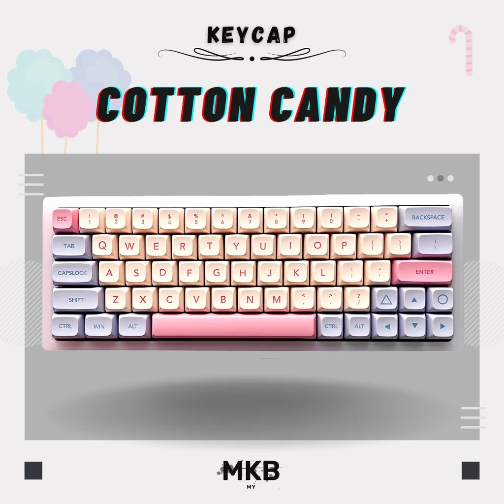 [READY STOCK] Cotton Candy PBT Keycap Set for Mechanical Keyboard