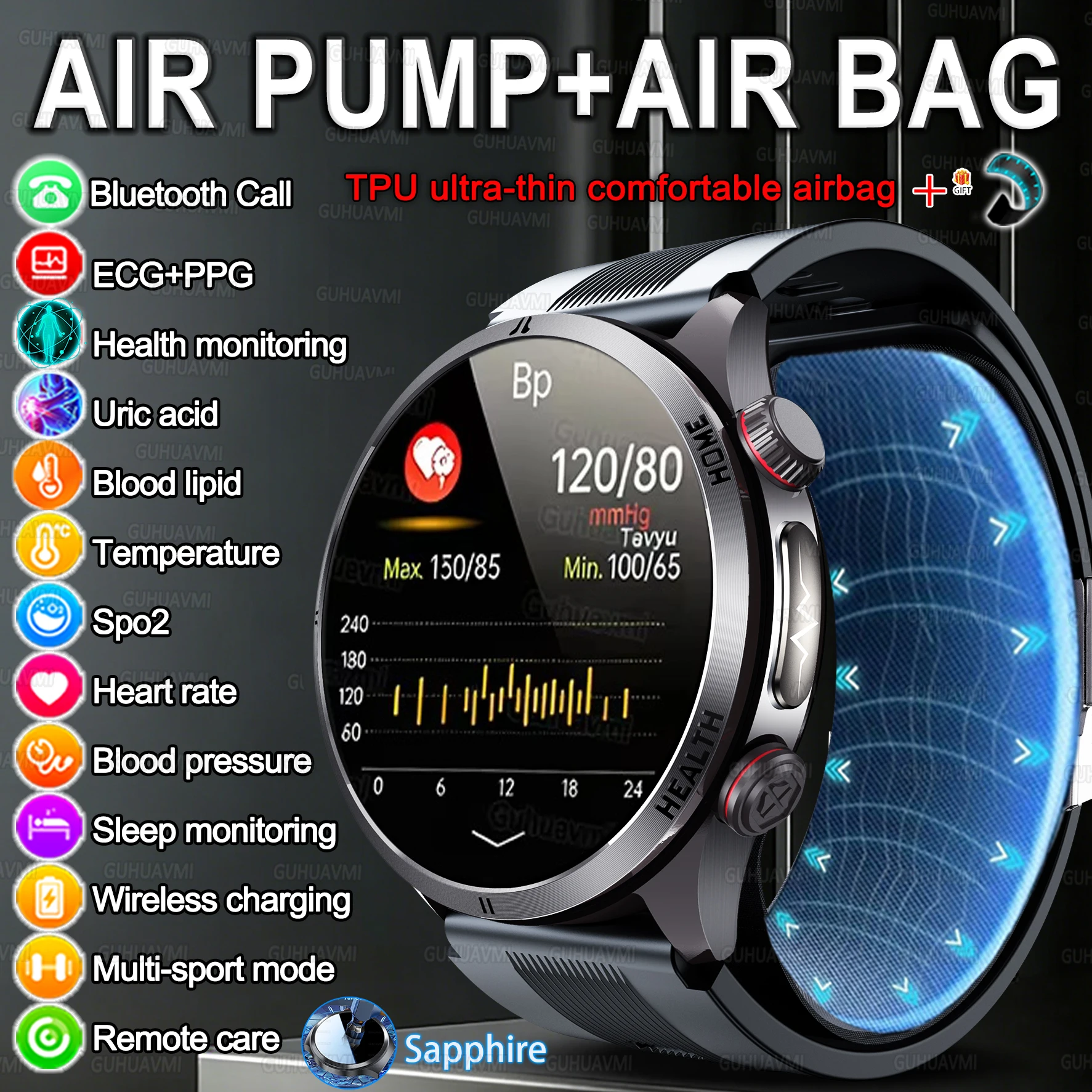 

Новые смарт-часы 2026 года для мужчин и женщин: точный измеритель давления, NFC, воздушная помпа, ЭКГ, уровень мочевой кислоты, звонки, умный браслет