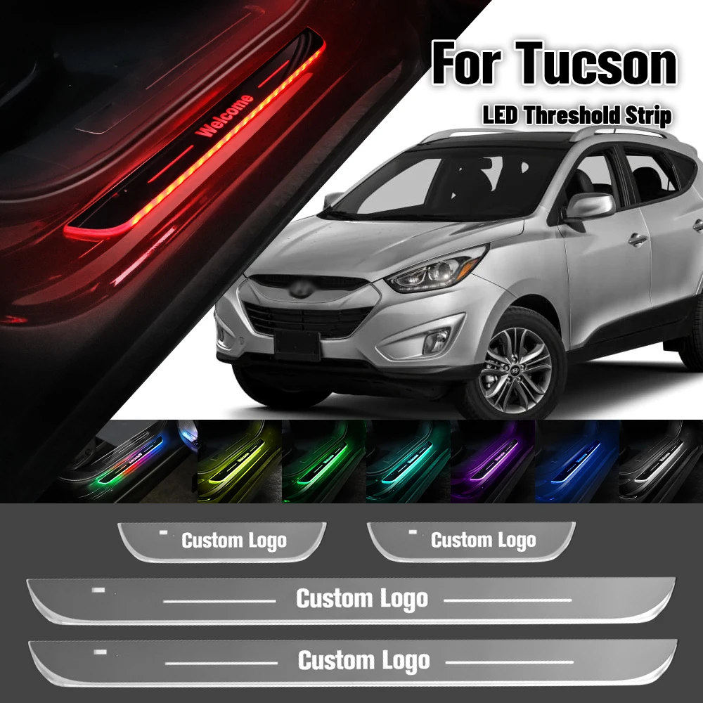 For Hyundai Tucson 2004-2023 Car Door Sill Light Customized Logo LED 2017 2019 2020 Welcome Threshold Pedal Lamp Accessories