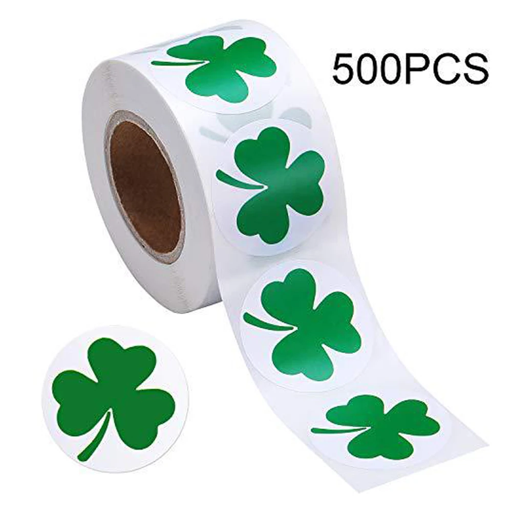 100-500pcs Labels St. Patrick's Day Stickers Shamrock Roll Stickers 1inch Adhesive Label For Kids Decoration Stationery Sticker