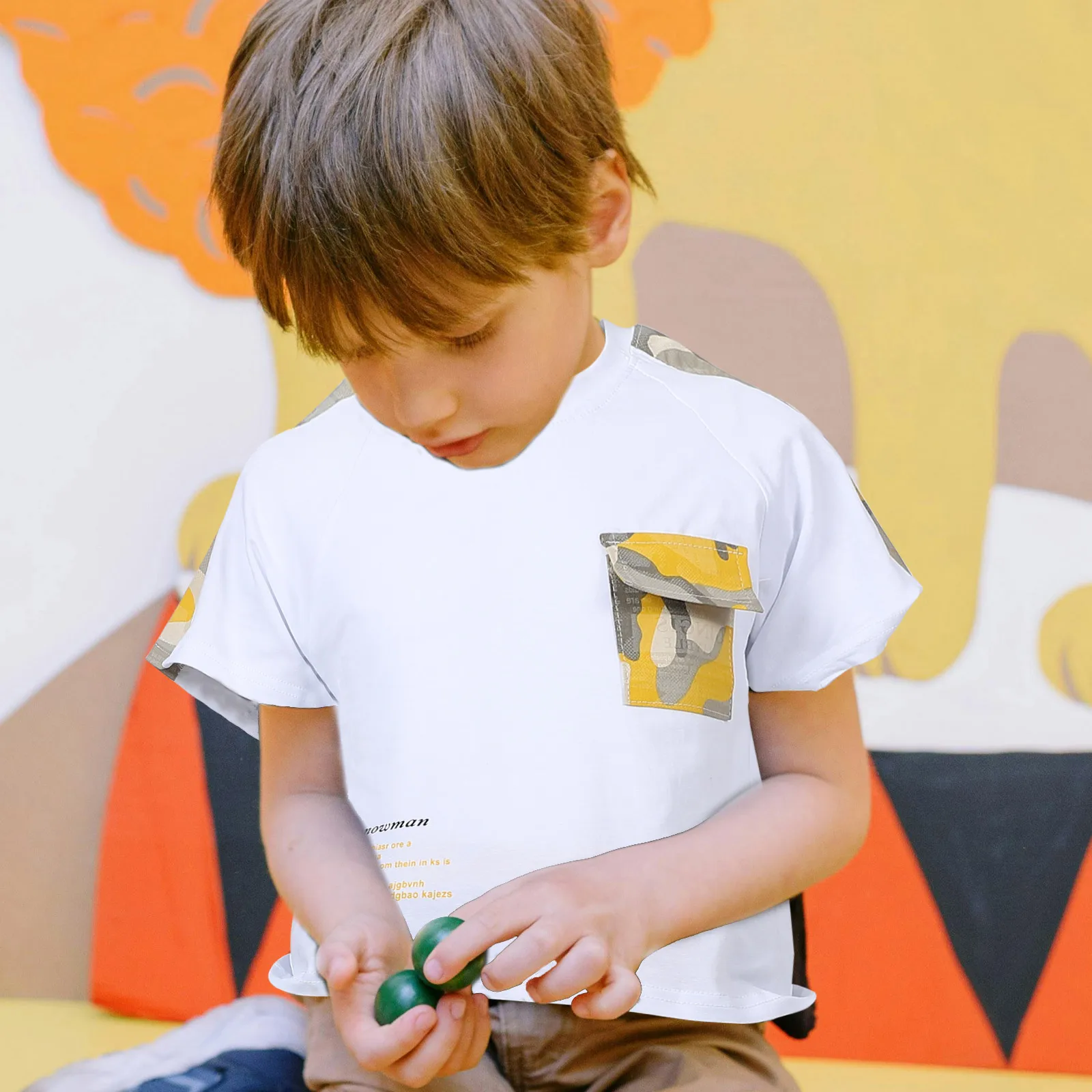 

Short Sleeve Set Baby Boy Clothes Camouflage Yellow 100 Summer Outfit Toddler Tshirt Pant Comfortable Lightweight