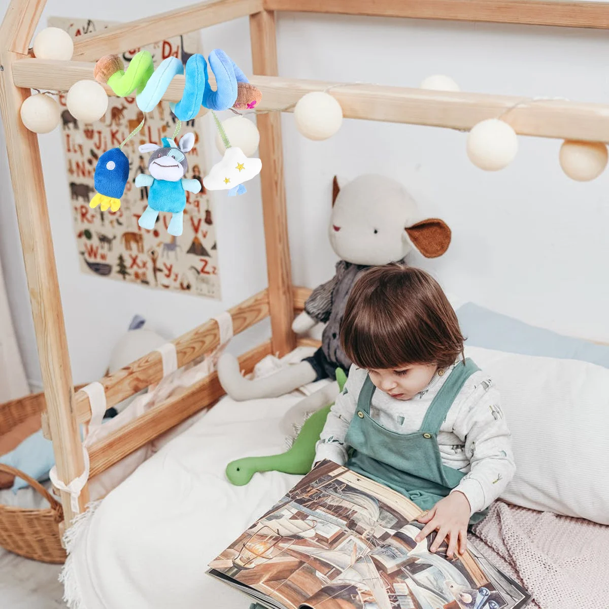 

1Pcs Spiral Crib Rail Hanging Rattles Baby Stroller Car Seat Pram Ring Bell for Exploration Spiral Toy Stroller Crib Cot Toy