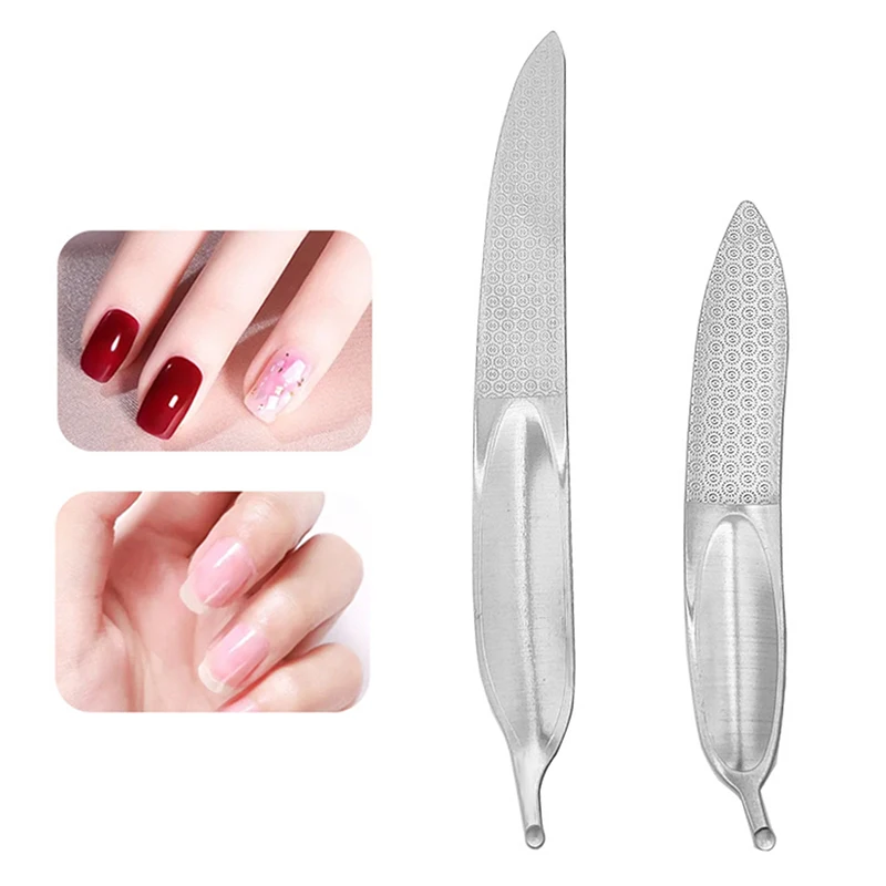 

Feather Shaped Stainless Steel Nail File Nail Grinding Strip Double Sided Frosting Pedicure Grooming For Finger Toe Care Tool