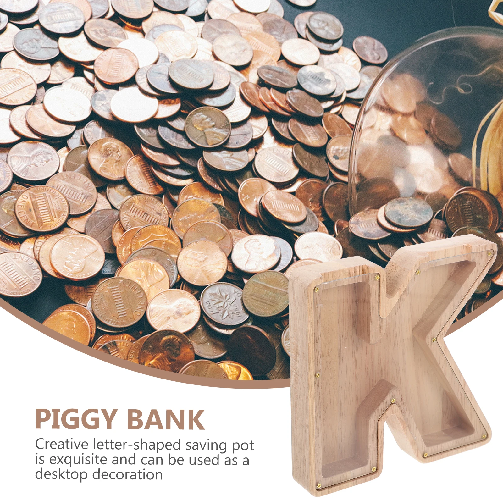 

Alphabet Money Box Wooden Saving Pot Coins Container Letter Shaped Craft Piggy Bank Home Decor Kids Bedroom Adornment Storage