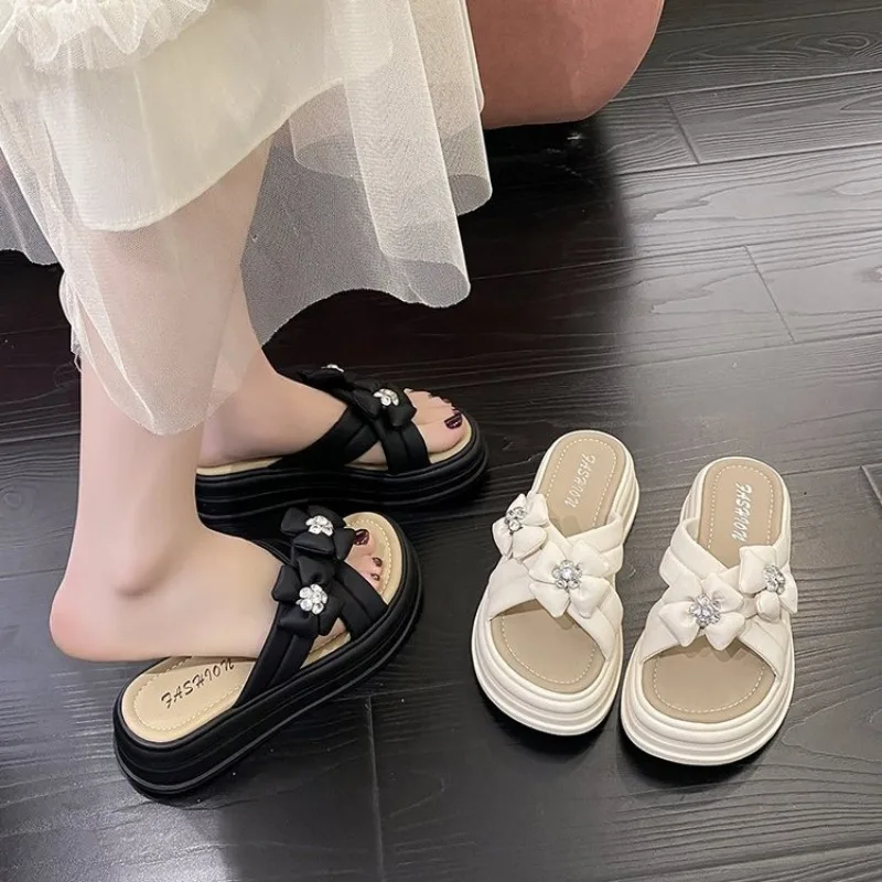 Women Slippers Outside Beach Street Travel Style Non-slip Increase Platform  Modern Slippers Soft Light Fashion Casual Summer 42