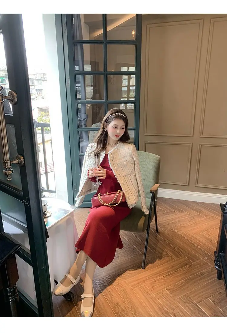 Veste en tweed brodé coloré pour femme, manteau court à carreaux fins, veste féminine, automne, printemps, 2024