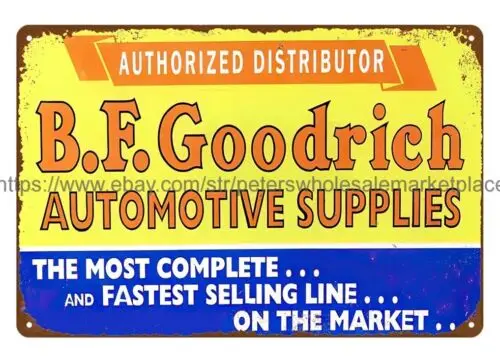 1940s BF Goodrich Auto Supplies automotive garage metal tin sign  wall decor