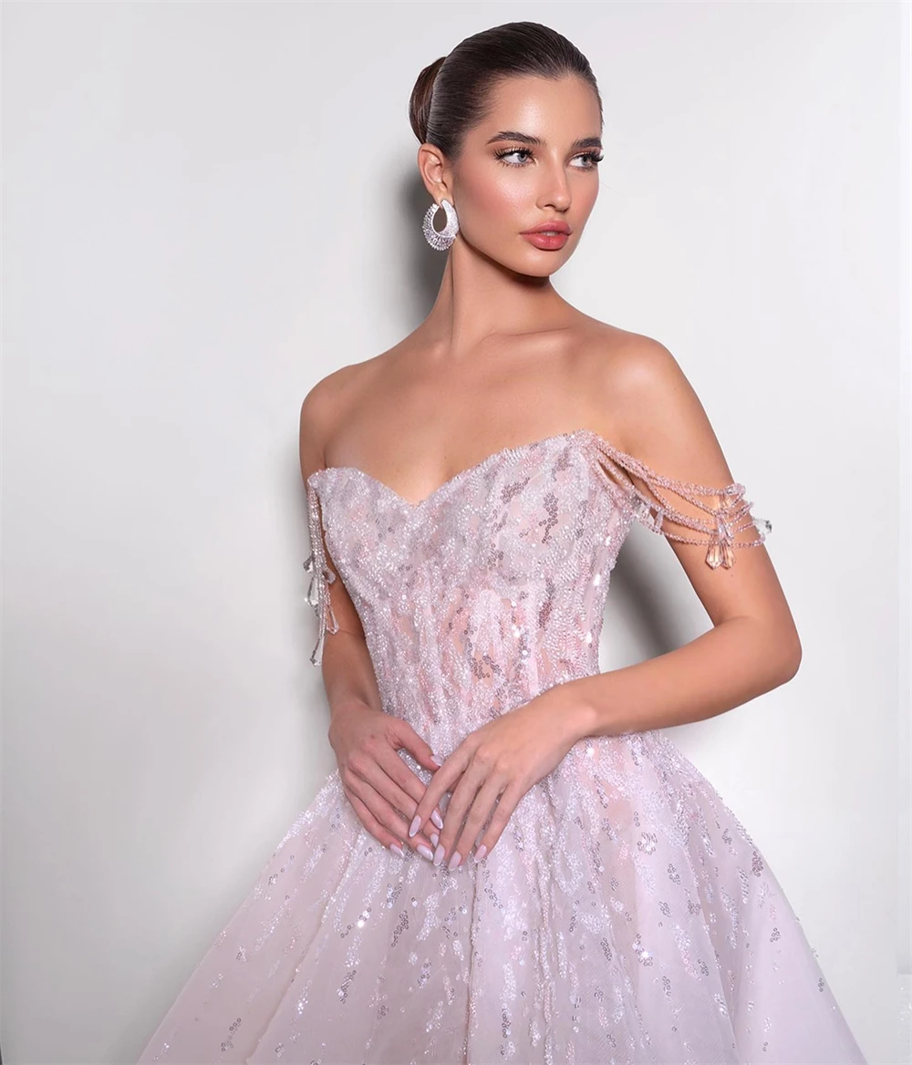 ชุดราตรีผ้าออร์แกนซ่าแบบคลาสสิกสั่งตัดพิเศษ ดีไซน์เปิดไหล่สุดหรู ชุดงานเลี้ยงคืนสู่เหย้า แฟชั่นซิปหลัง ชุดราตรี